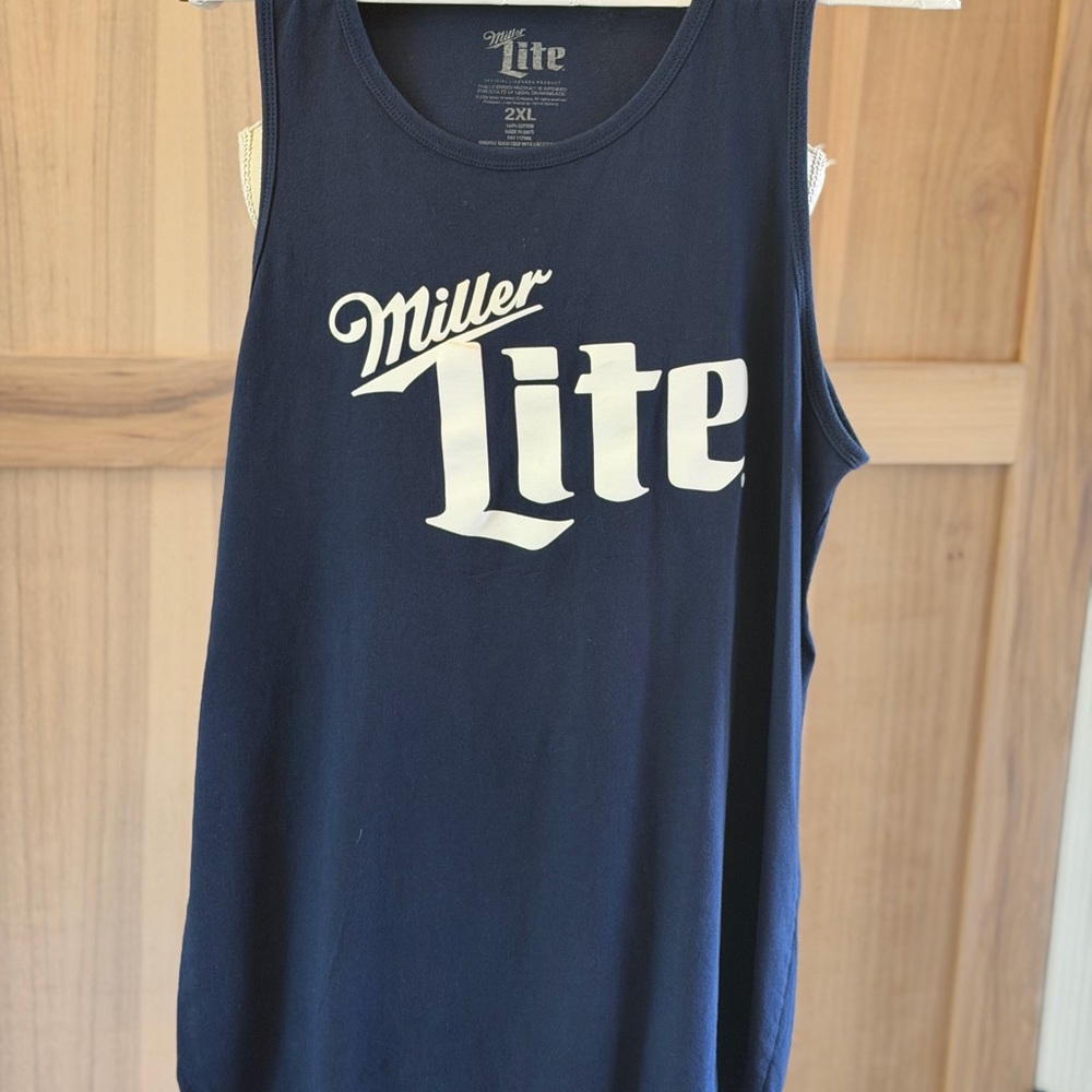 Miller Lite Navy Tank Top. Men’s Sz- 2XL. Licensed | Beer | Vacation | Cotton. - Picture 3 of 8